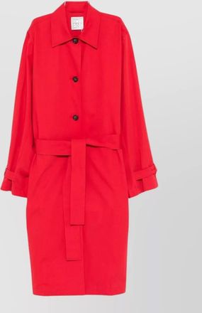 Toteme long cotton trench coat belted waist