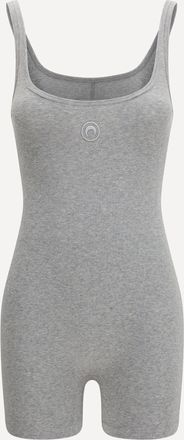 Marine Serre Catsuit corto in jersey a costine con logo Moon Woman M