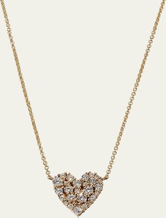 Sydney Evan Yellow Gold Small Cocktail Heart Necklace