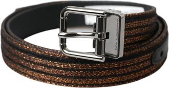 Dolce & Gabbana Bruin leren riem met logogesp - Dames - Riemen - Veelkleurig - ONE Size - Leer - Accessoires