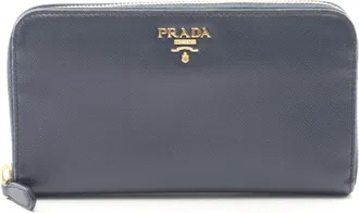 Prada Navy Leather Long Wallet (Bi-Fold) (Pre-Owned)