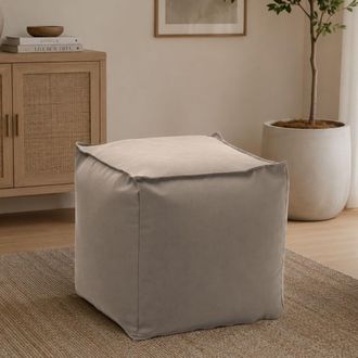 Talamo Italia Pouf Aron, Pouf Multifunzione, Poltroncina Relax In Tessuto Imbottito, 100% Made In Italy, 45x45h45 Cm, Beige - Talamo Italia