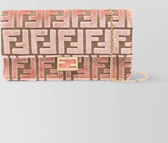 Fendi chain strap jacquard velvet baguette
