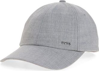 BOSS Zed Performance Virgin Wool Blend Baseball Cap in Silver at Nordstrom