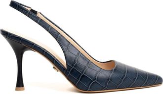 Sergio Moretti Blauwe Hoge Hak Klassieke Pumps - Dames - Pumps - Blauw - 40 EU - Leer - Schoenen