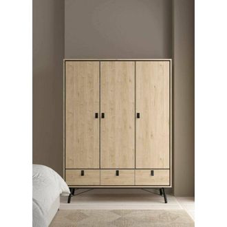 Dmora Armario 3 Puertas Claribe, Muebles De Dormitorio, Vestidor, Armario De Ropa, 150x60 H200 Cm, Roble - Dmora