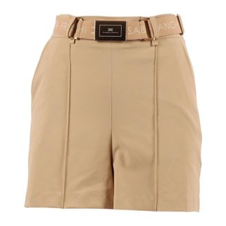 Elisabetta Franchi Short Con Cintura - Dames - Korte Broeken - Bruin - XS - Leer - Korte Broeken