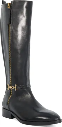 Dune London Womens Ladies Taylyn - Riding Boots With Signature Buckle Detail - Black material_leather1 - Size UK 5