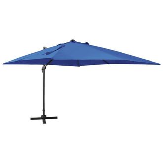 Berkfield Home Cantilever Umbrella with Pole & LED Lights Azure Blue 300 cm