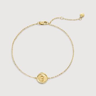 Monica Vinader Gold Mini Initial G Stamp Chain Bracelet