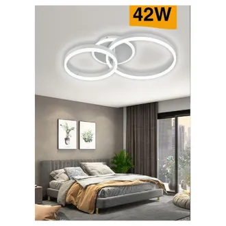 Trade Shop Trade Shop Traesio - Trade Shop - Plafoniera Led 42 W Lampadario C35 Bianco Moderno Cerchi Luce 4000k 6500k 3000k