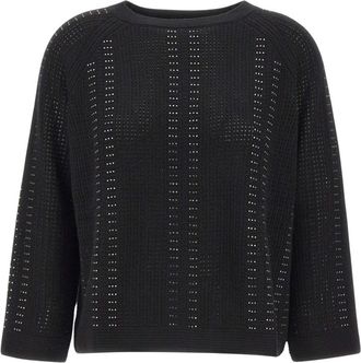 Elena Miro Wol en kasjmier trui - Dames - Ronde hals truien - Zwart - XL - Wol - Truien & Vesten
