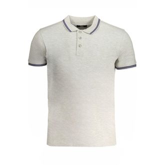 Cavalli Mens Short Sleeve Polo Shirt - Light Grey Cotton - Size X-Large