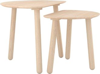 Rendez-Vous D&eacute;co Mesas apilables de madera de fresno con efecto blanqueado