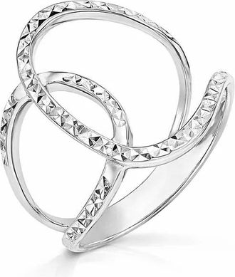 Gold & Honey Womens Diamond Cut Interlocked Ring In Silver