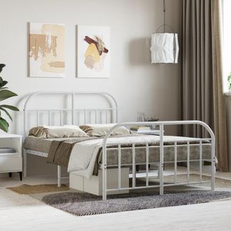 Berkfield Home Metal Bed Frame with Headboard & Footboard White 120x190 cm Small Double