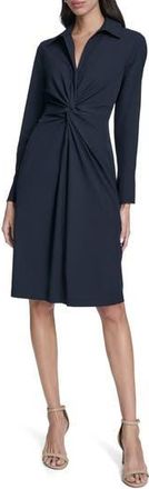 Calvin Klein Front Twist Long Sleeve Sheath Dress in Indigo at Nordstrom Rack, Size 10