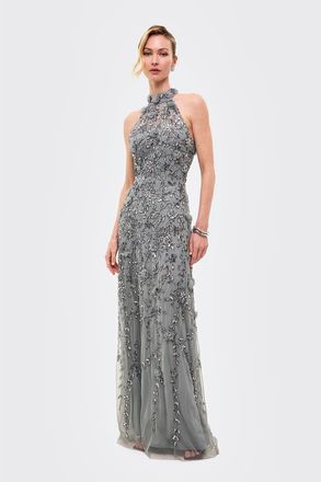 Beauut Embellished Sequins Halter Neck Maxi Dress in Misty Green at Nordstrom, Size 12
