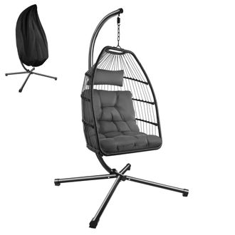 TecTake Silla colgante con estructura de aluminio y capacidad 160 kg, gris