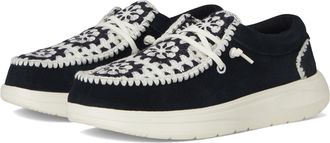 HeyDude Hey Dude Womens Wendy Comf Loafer, Suede Crochet Black/Multi, 4.5 UK
