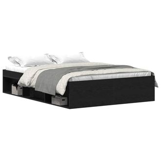 Berkfield Home Bed Frame without Mattress Black Oak 135x190 cm Engineered Wood