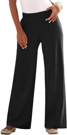 Roaman's Plus Size Pull On Wide Leg Soft Knit Pant in Black at Nordstrom, Size Medium