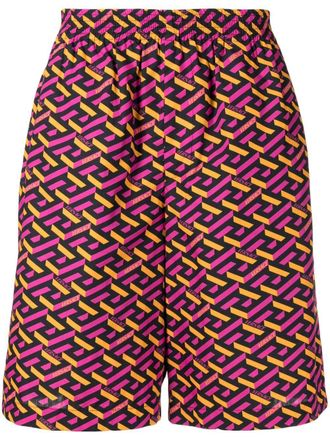 Versace Bermuda La Greca con vita elasticizzata - Rosa