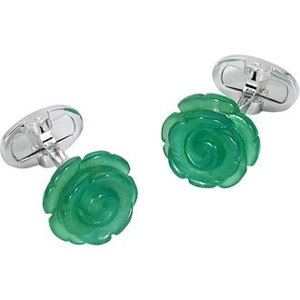 Jan Leslie Rose Carved Sterling Cufflinks in Green at Nordstrom