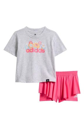 adidas Kids Graphic T-Shirt & Shorts Set in Light Grey Heather at Nordstrom, Size 18M