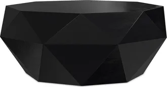 Simpli Home Zayn Solid Acacia Wood 35In Irregular Contemporary Coffee Table