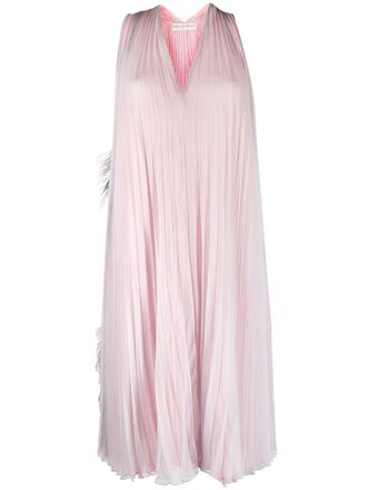 Pucci feather-embellished silk dress - women - Silk - 40 - Pink