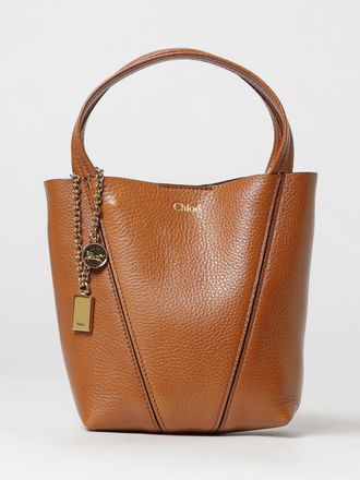 Chlo&eacute; Borsa a mano mini Spin in pelle di vitello a grana con anello