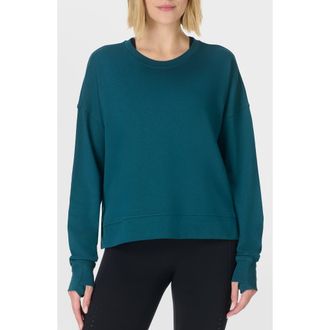 Sweaty Betty After Class Crop Sweatshirt in Deep Green at Nordstrom, Size X-Small
