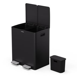 Klarstein Klarstein Ecovista Cubo De Basura Con Recipiente De Compostaje Contenedor De Basura 40 Litros + Recipiente De Composta 3 Litros Cierre Suave