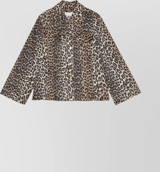 Ganni leopard print denim jacket
