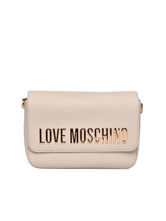 Love Moschino Structured White Crossbody Bag With Metallic Lettering