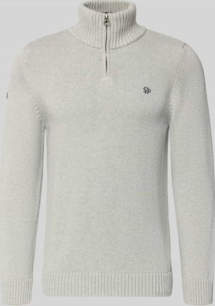 Superdry Slim Fit Pullover in Strick-Optik in Mittelgrau, Gr&ouml;&szlig;e XXL