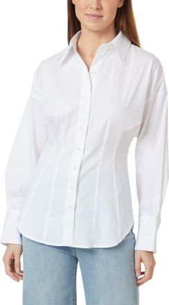 Habitual Fitted Cotton Blend Button-Up Shirt in Bright White at Nordstrom, Size X-Large