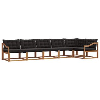 vidaXL Conjunto De Sof&aacute;s De Exterior Con Coj&iacute;n 6 Pcs Natural Y Negro Vidaxl