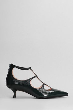 Anna F. Decollete in pelle verde