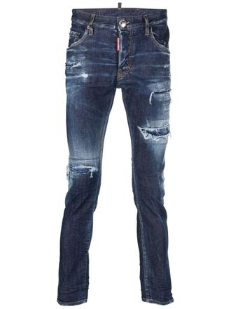 Dsquared2 distressed-finish tapered-leg jeans - men - Polyester/Cotton/Spandex/Elastane/Polyester/Cotton - 44 - Blue