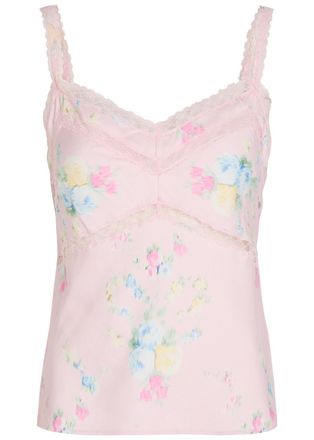 LoveShackFancy Loveshackfancy Lirena Floral-print Satin Cami top - Pink - S (UK8-10 / S)