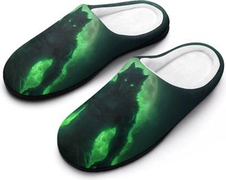 Generic Werewolf And Moon Mens Slippers Memory Foam Winter Warm Sandals Slip On House Shoes Size 7-14
