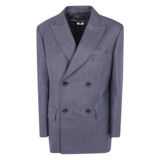 Junya Watanabe Jassen, Dames, Grijs, M, Wol, Wool Serge Double Breasted Jacket