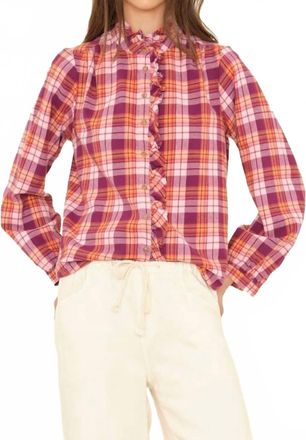 Xirena Plaid Nicholson Shirt In Pink Orange Plaid