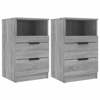 vidaXL Mesitas De Noche 2 Uds Madera Contrachapada Gris Sonoma Vidaxl