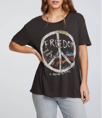 Chaser Peace Sign Short Sleeve Graphic Tee In Black