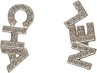 Chanel Orecchini CC placcati oro con cristalli e chiusura a pressione 2020