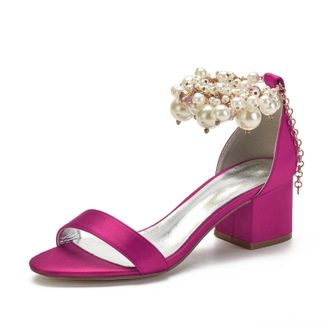 Miyoopark Comfortable Wedding Shoes for Women Block Low Heel Evening Sandals M536 Rose UK 7.5