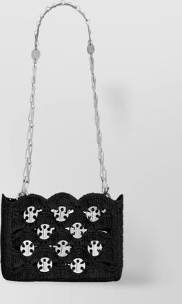 Paco Rabanne raffia woven crochet shoulder bag disc